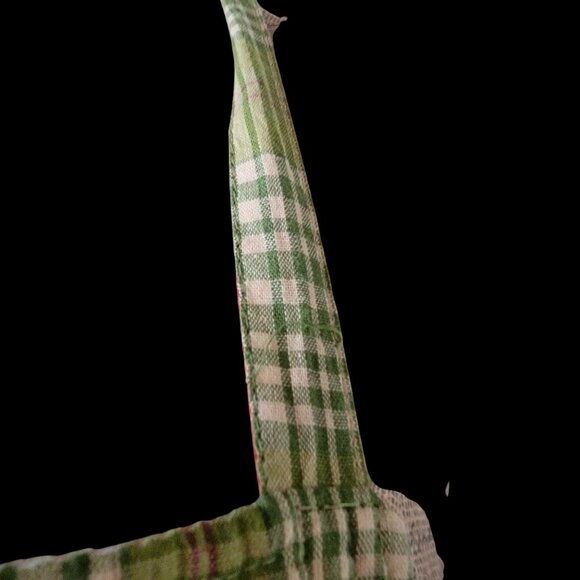 Vtg Reversible Quilted Christmas Apron With Holly & Plaid Design Adjustable Srap - Picture 9 of 12